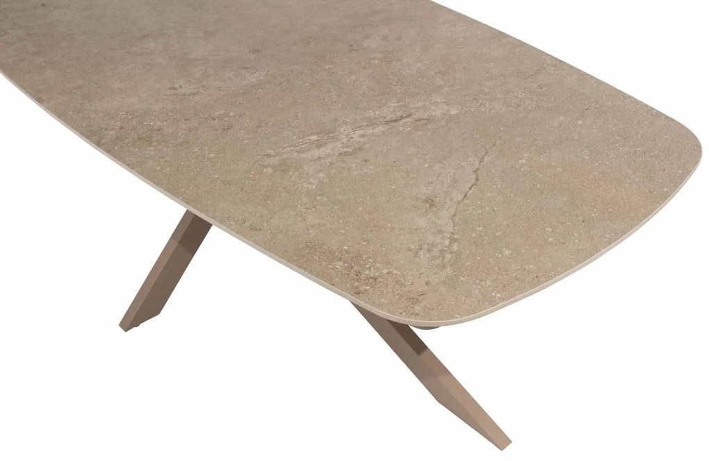 Taste by 4 Seasons Prado tuintafel latte met keramisch blad in barrelvorm 300 x 110 cm Tuintafel   beige weerbestendig