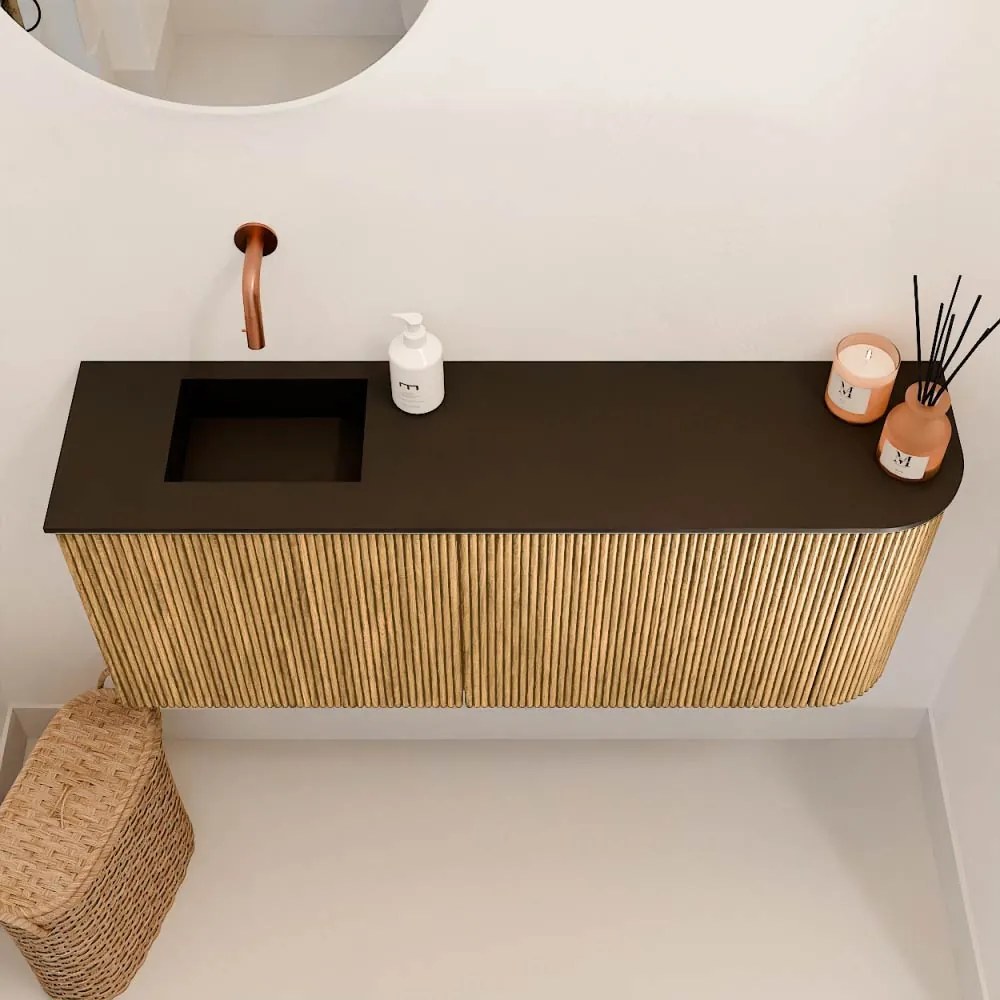 Mondiaz Joya 100cm toiletmeubel ronding rechts oak met wastafel faye links zonder kraangat urban