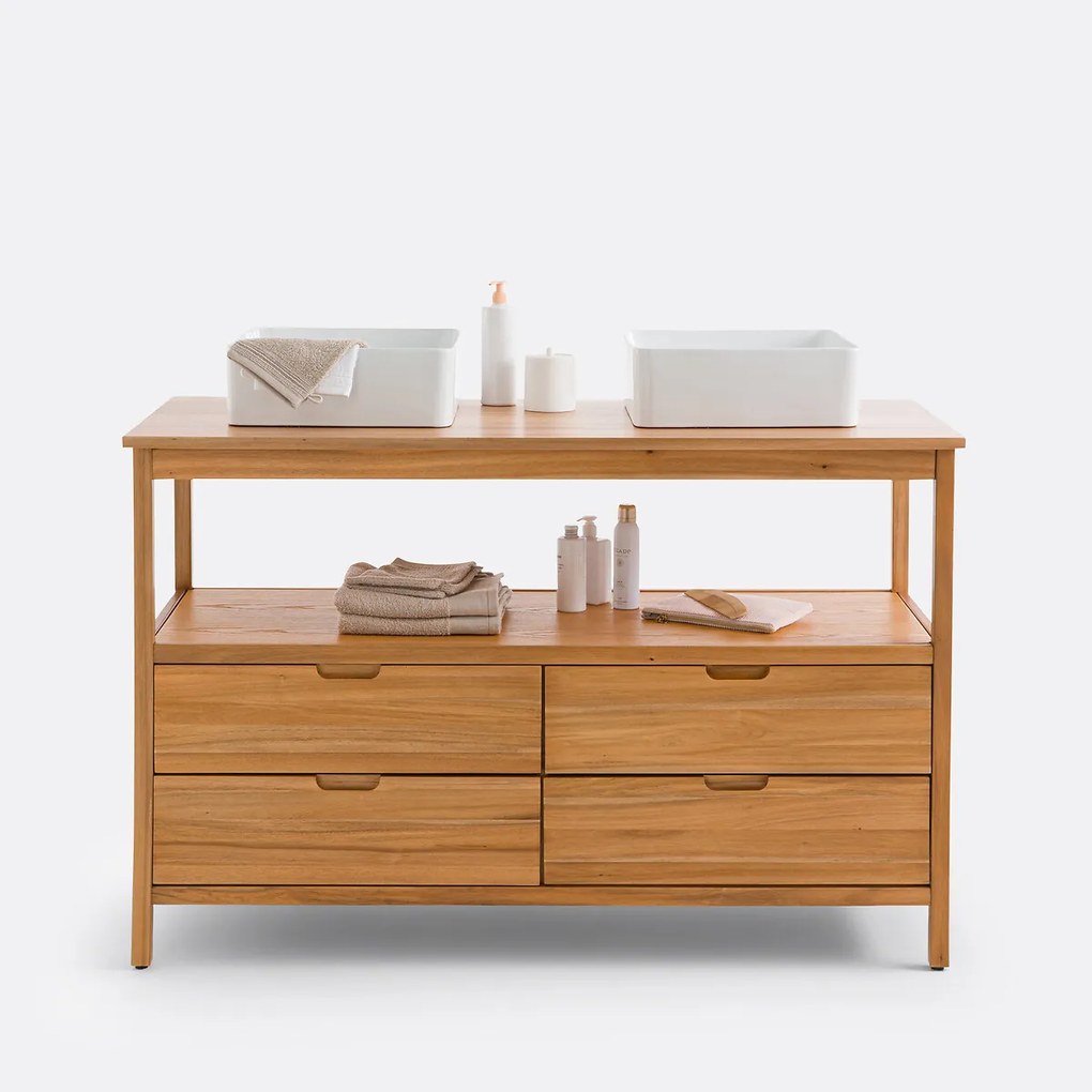 Acacia dubbel wastafelmeubel L130cm, Cheira