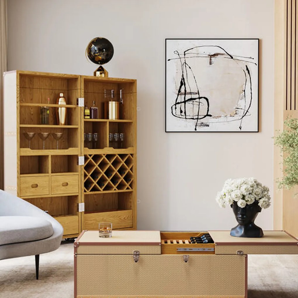 Abstract Schilderij Beige Zwart
