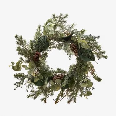 Kerstdecoratieve Krans Ø50 Cm Van Rotan Met Dennenappels Eirwen Green Grass - Sklum