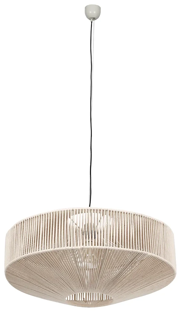 Japandi hanglamp bruin touw 61cm - SveaJapandi E27 rond Binnenverlichting Lamp
