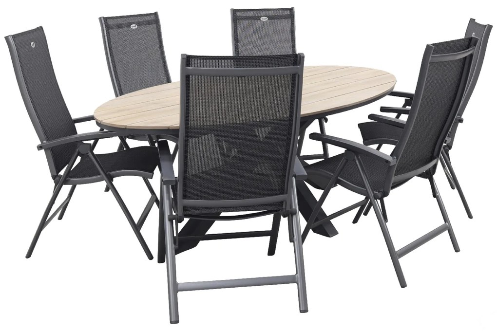 Hartman Salvatore/GI Edison 6-persoons ovale verstelbare tuinset 220x115 cm.