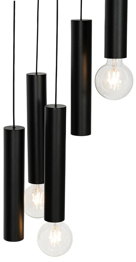 Design hanglamp zwart rond 7-lichts - Tuba Design E27 Binnenverlichting Lamp