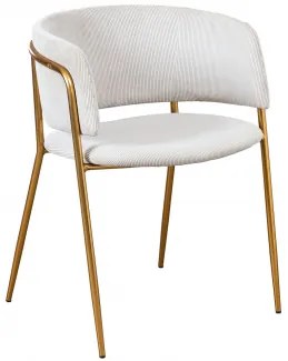Set Van 4 Nalon Gestoffeerde Eetkamerstoelen Goud & Corduroy Beige – Crème & Corduroy - Sklum