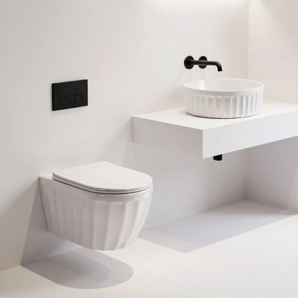 Set: Hangend toilet + Opbouw wastafel Rea Duo White