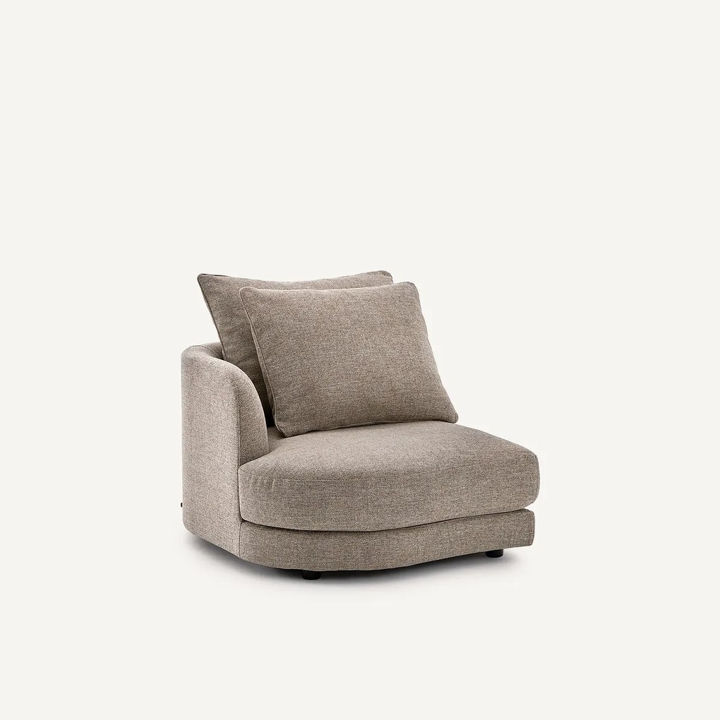 Halve bank links, afgerond, modulair, van tweed, TIBERIO