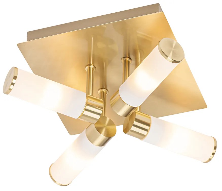 Moderne badkamer plafondlamp messing 4-lichts IP44 - Bath