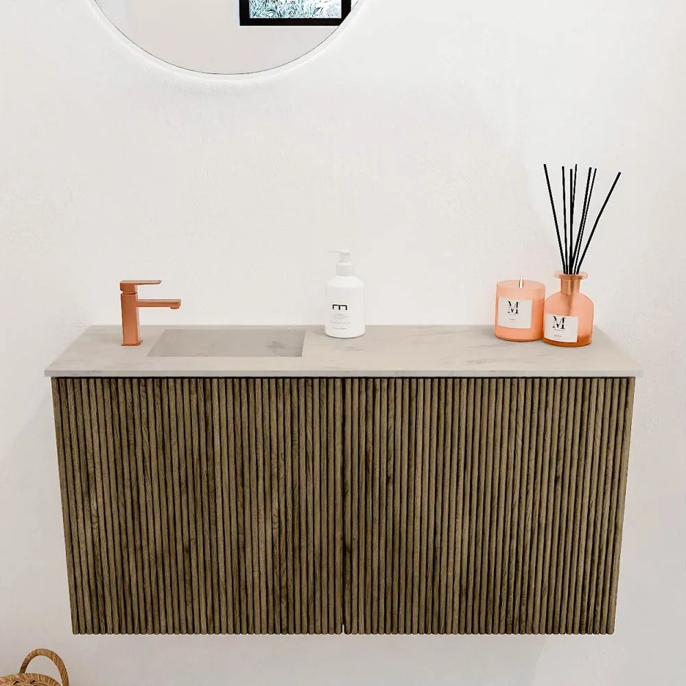 Mondiaz Joya DLux 80cm toiletmeubel dusk met wastafel faye links 1 kraangat opalo