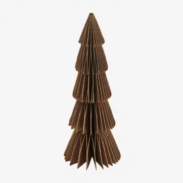 Jesper Papieren Kerstboom ↑15 Cm & Karamelbruin Met Gouden Rand - Sklum