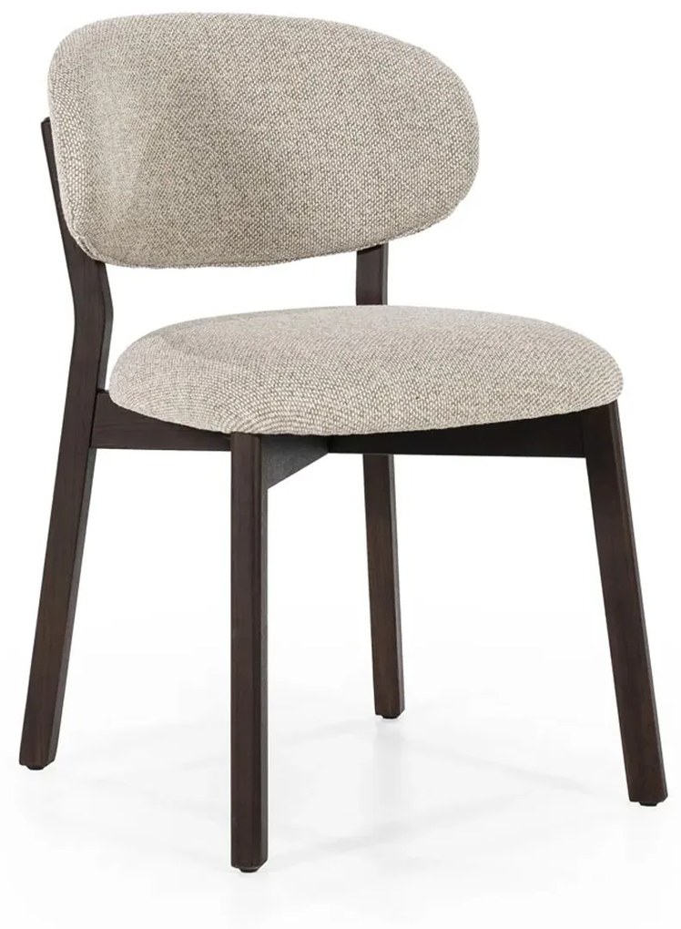 Eleonora Mikky Luxe Eetkamerstoel Walnoot Taupe En Stof