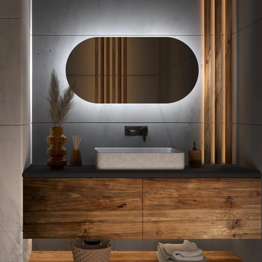 Capsulevormige spiegel met LED-verlichting G4