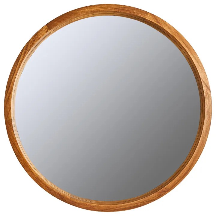 Spiegel rond met houten lijst - bruin - ø76 cm