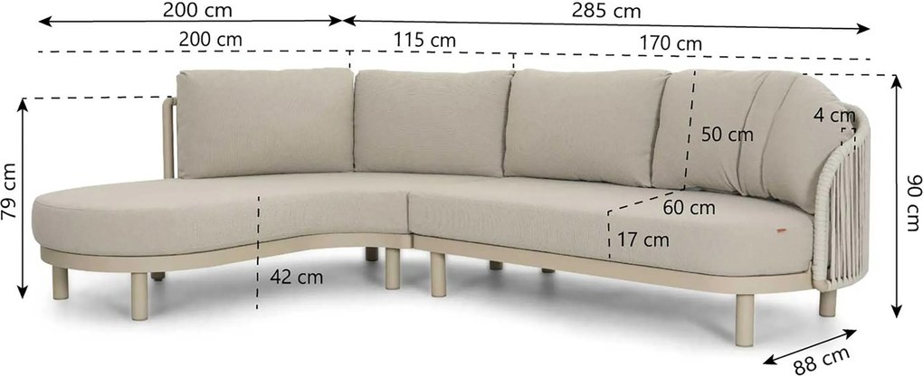 Hoek loungeset 5 personen Rope Zand/Beige  Santika Furniture Santika