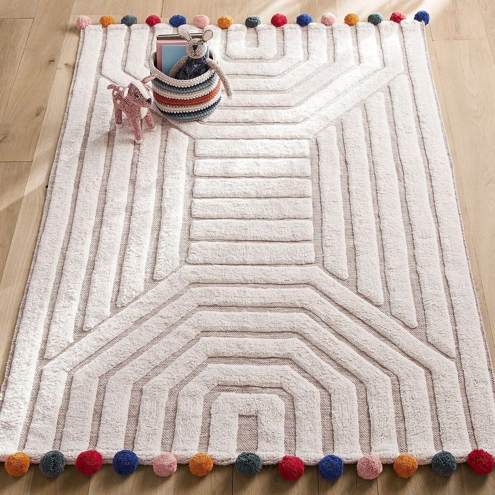 Vloerkleed voor kinderen getuft in bio katoen, Ponponi