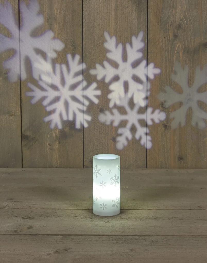 Batterijverlichting kaars met sneeuwvlok projectie Anna's Collection