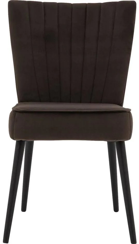 Goossens Eetkamerstoel Rob bruin velvet stof leuning, urban industrieel