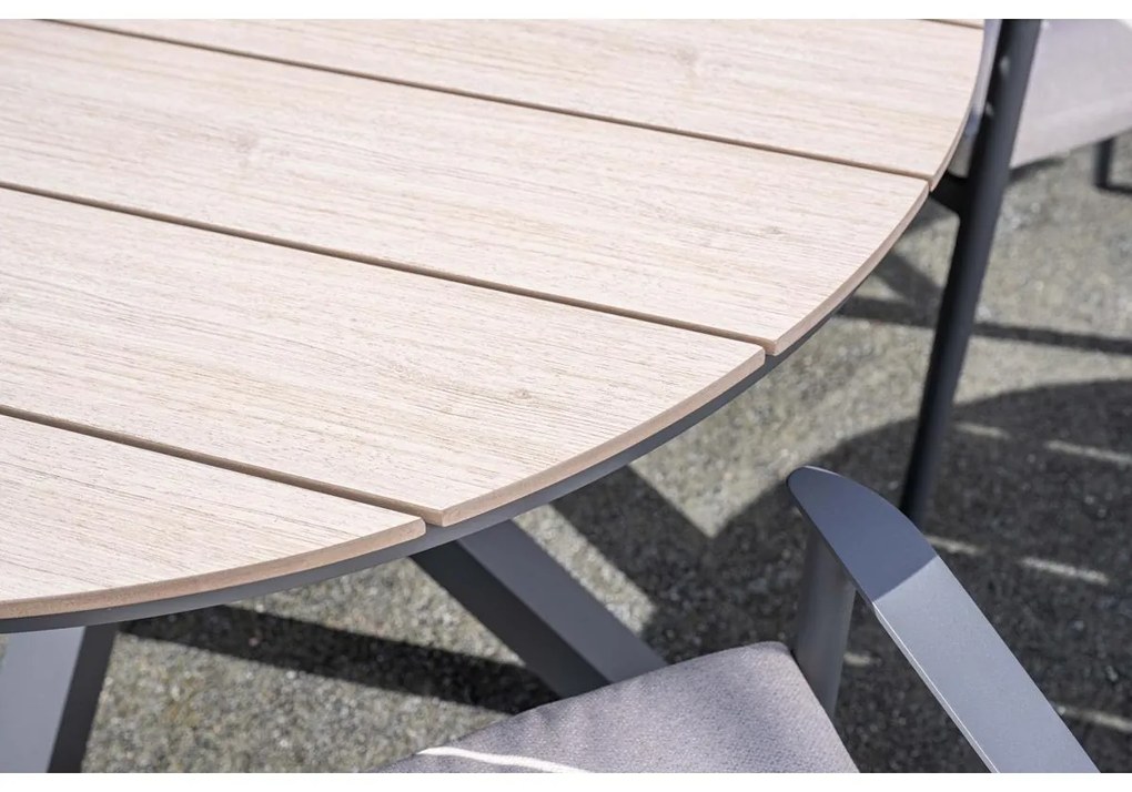 Garden Impressions Aleria tuinset 6-delig - Tulli tuintafel Ø148x75 cm - light teak vironwood
