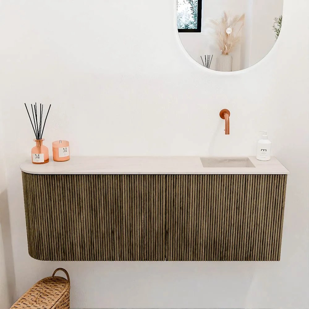 Mondiaz Joya DLux 110cm toiletmeubel ronding links dusk met wastafel faye rechts zonder kraangat meli