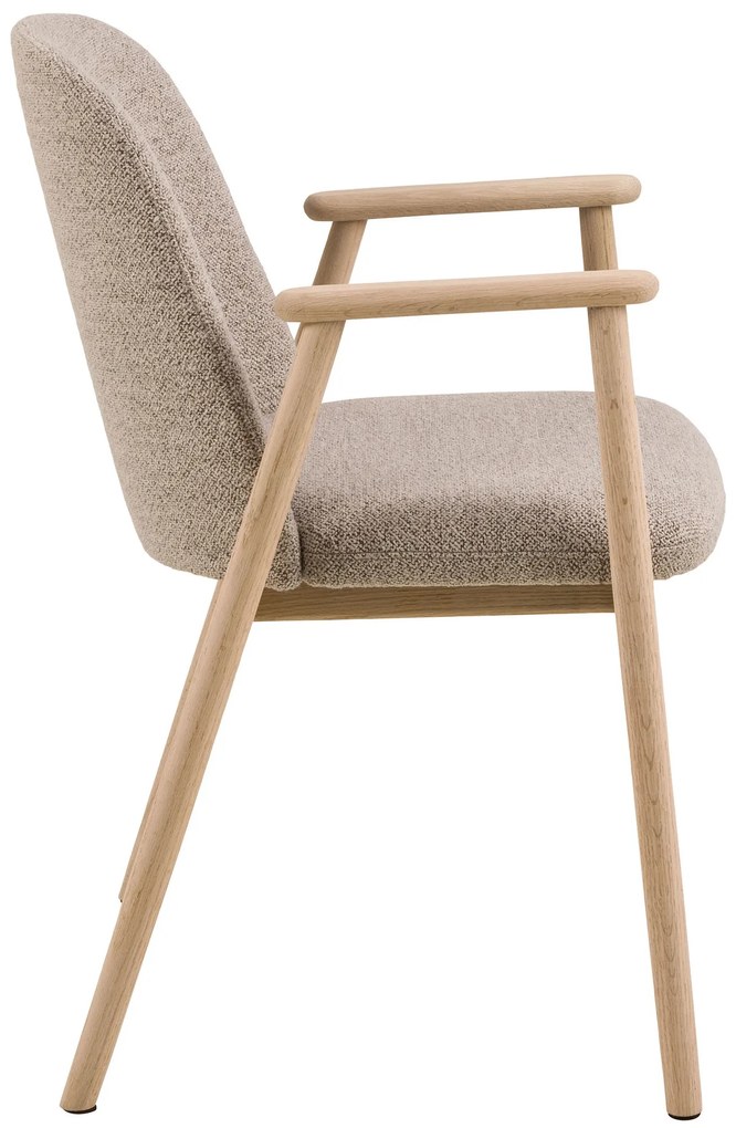 RODERIC Beige Latte (stof Monza 60)/frame geolied eiken - HOUTEN STOEL VOOR WOONKAMER, EETKAMER, KEUKEN RETRO