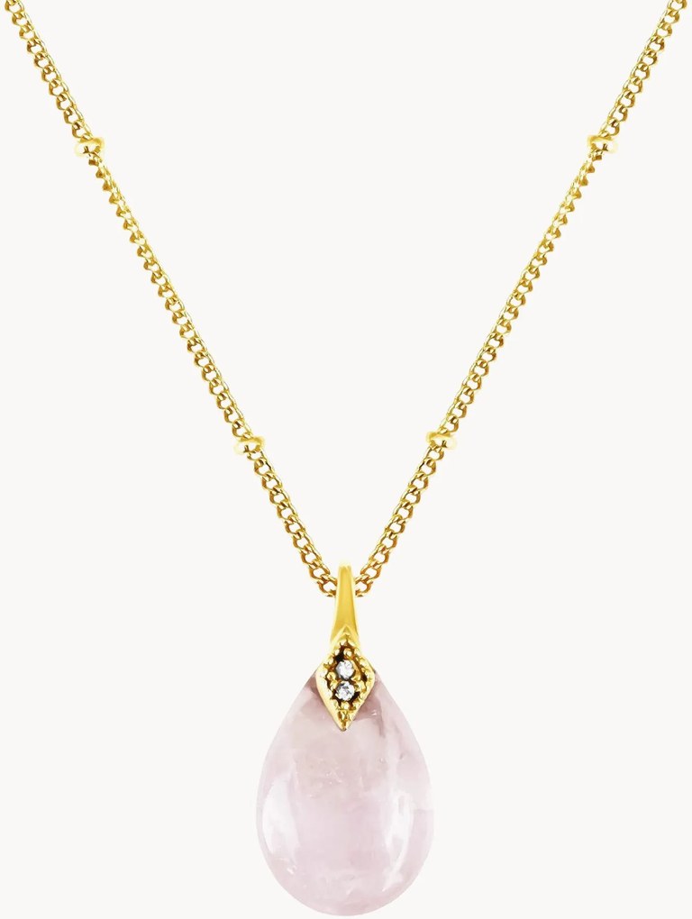Goudkleurige ketting Neo met rozenkwarts