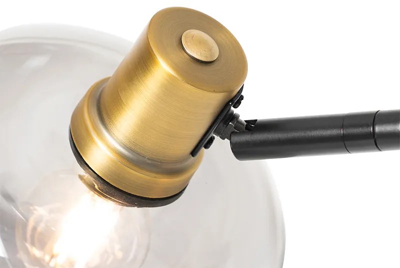 Smart Vloerlamp zwart met goud met smoke glas 3-lichts incl. 3 Wifi P45 - Zuzanna Design E14 bol / globe / rond Binnenverlichting Lamp