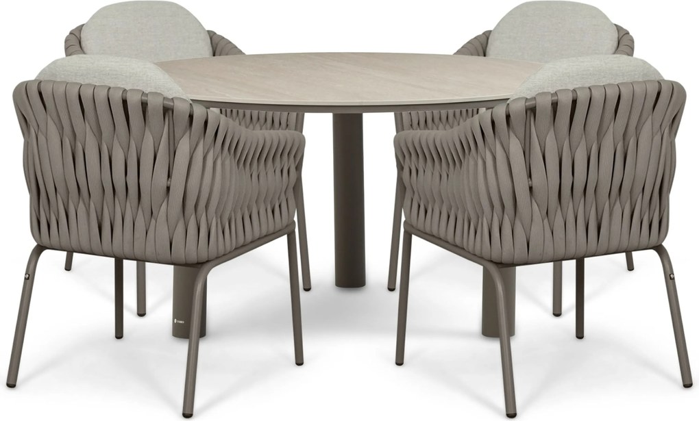 Tuinset 4 personen 140 cm Rope Taupe Santika Furniture Santika