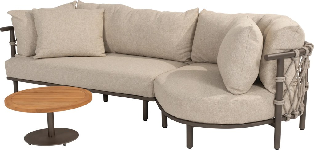 Ezra chaise longue organische loungeset 3 delig teak terre 4 Seasons Outdoor