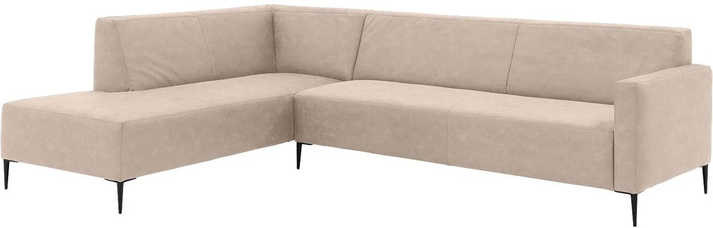 Goossens Bank Key West beige, micro leer, 3-zits, modern design met ligelement links