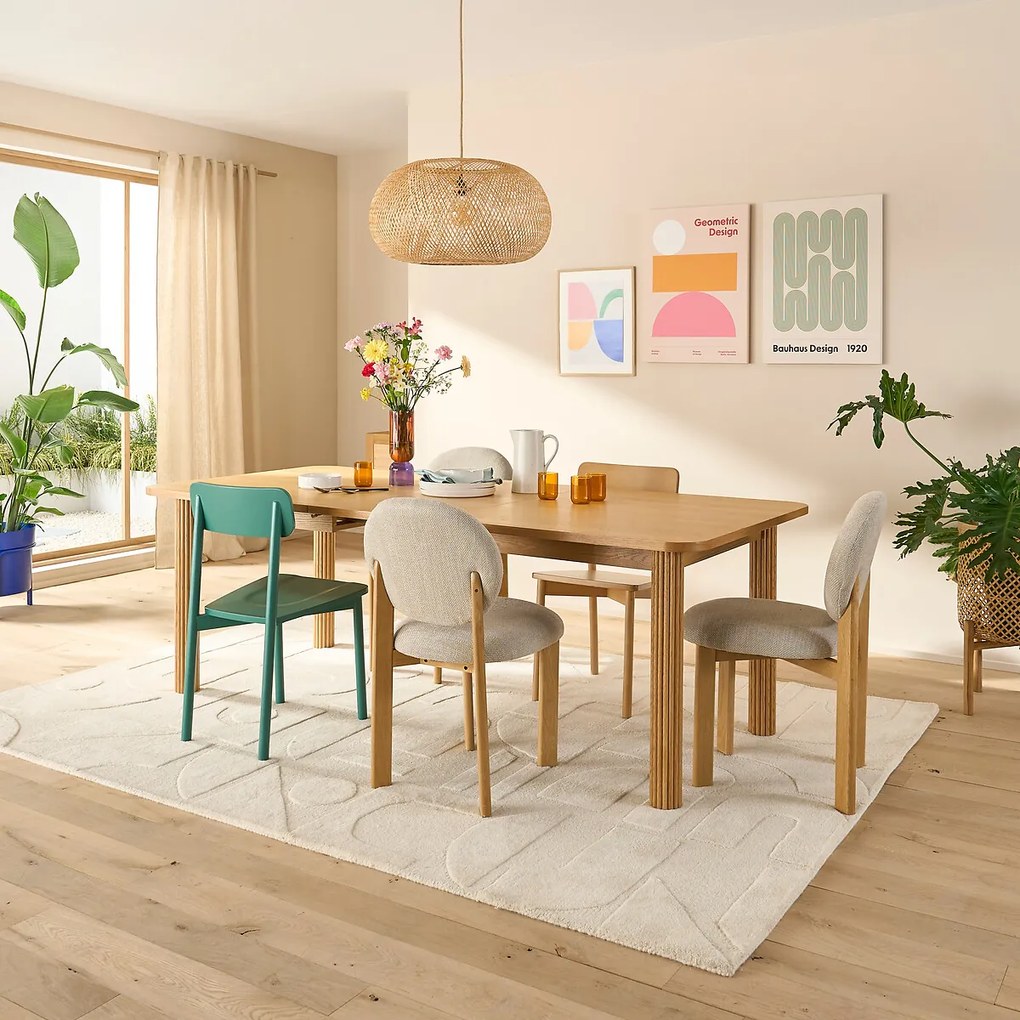 Uitschuifbare tafel in eik, 6/10 personen, Desna