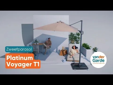 Platinum Voyager zweefparasol T1 2.5x2.5 m. - Light Grey met Marbella voet en hoes