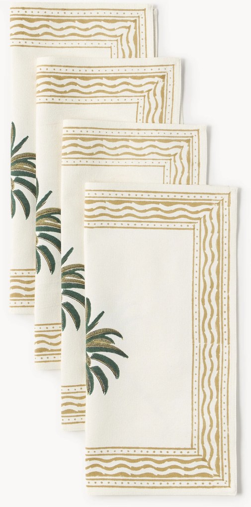 Handbedrukte servetten Palm Tree, 4-delig