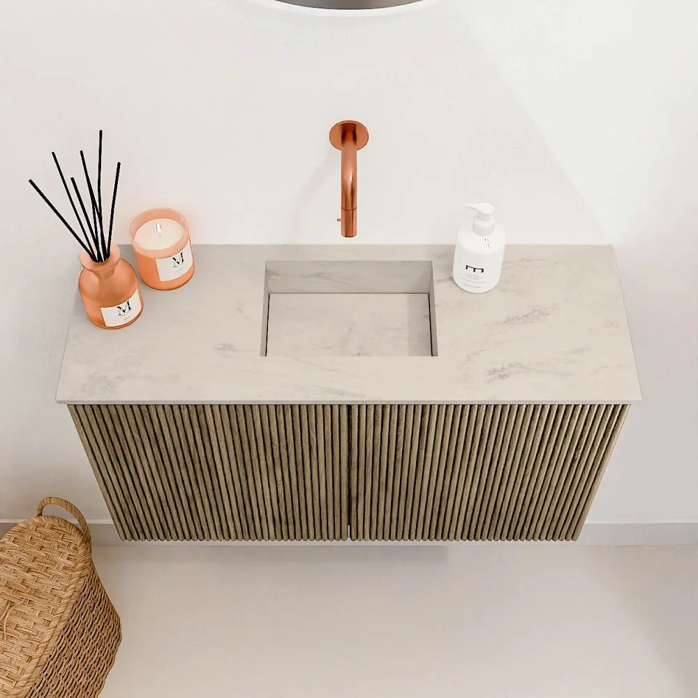 Mondiaz Joya DLux 70cm toiletmeubel dusk met wastafel faye midden zonder kraangat opalo
