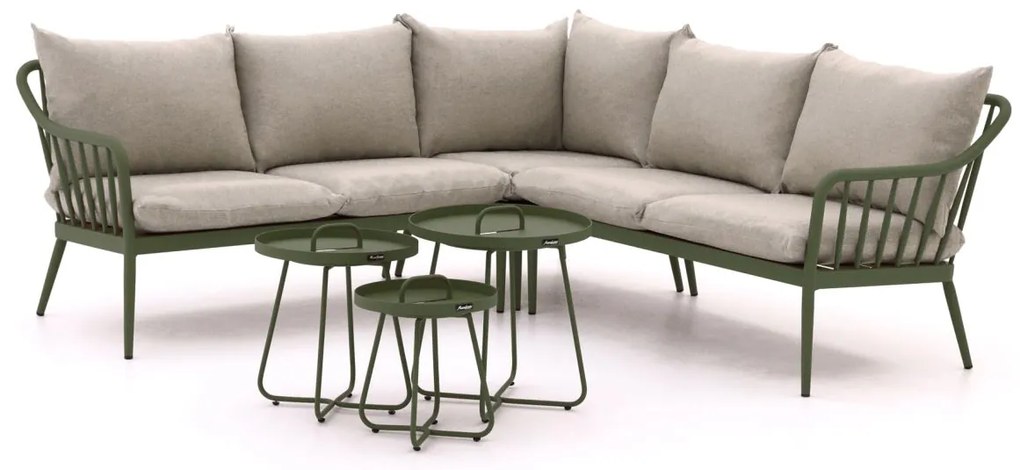 Hoek loungeset Manifesto  | 5 personen | Loungeset Groen | Hoekbank Aluminium | 214x214cm | Kees Smit Tuinmeubelen