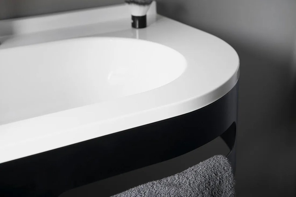 Sapho Pulse wastafel console mat zwart links 74.5x44.5cm