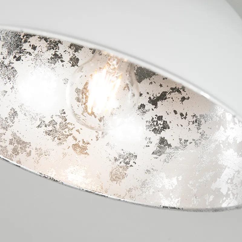 Plafondlamp wit met zilver 30 cm - Magna Basic Landelijk / Rustiek E27 rond Binnenverlichting Lamp