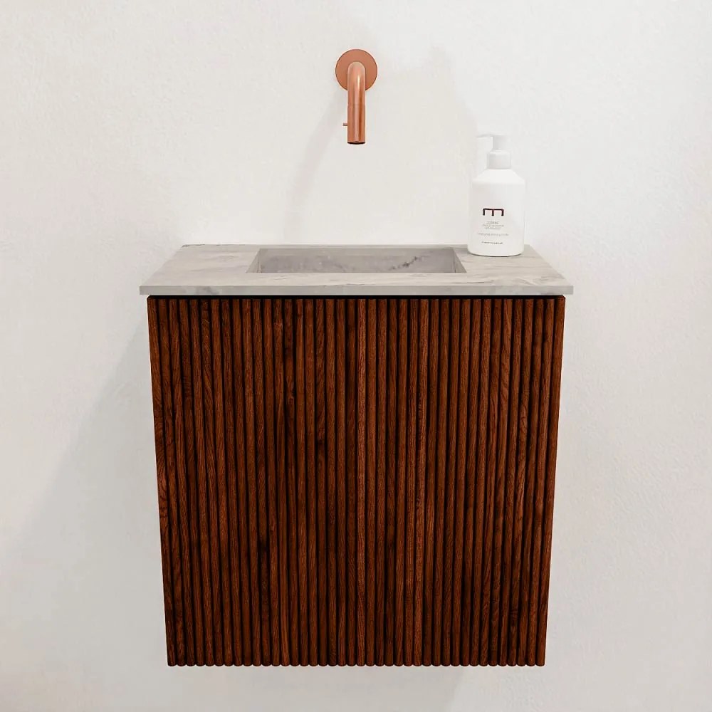 Mondiaz Joya DLux 40cm toiletmeubel ruby met wastafel faye midden zonder kraangat glace