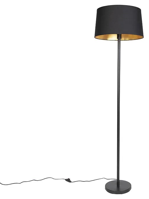 Moderne vloerlamp zwart met zwarte kap 45 cm - Simplo