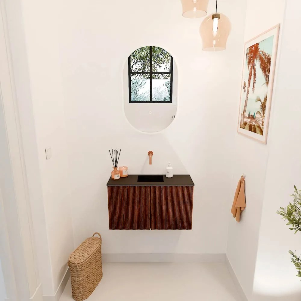 Mondiaz Joya 70cm toiletmeubel ruby met wastafel faye midden zonder kraangat urban