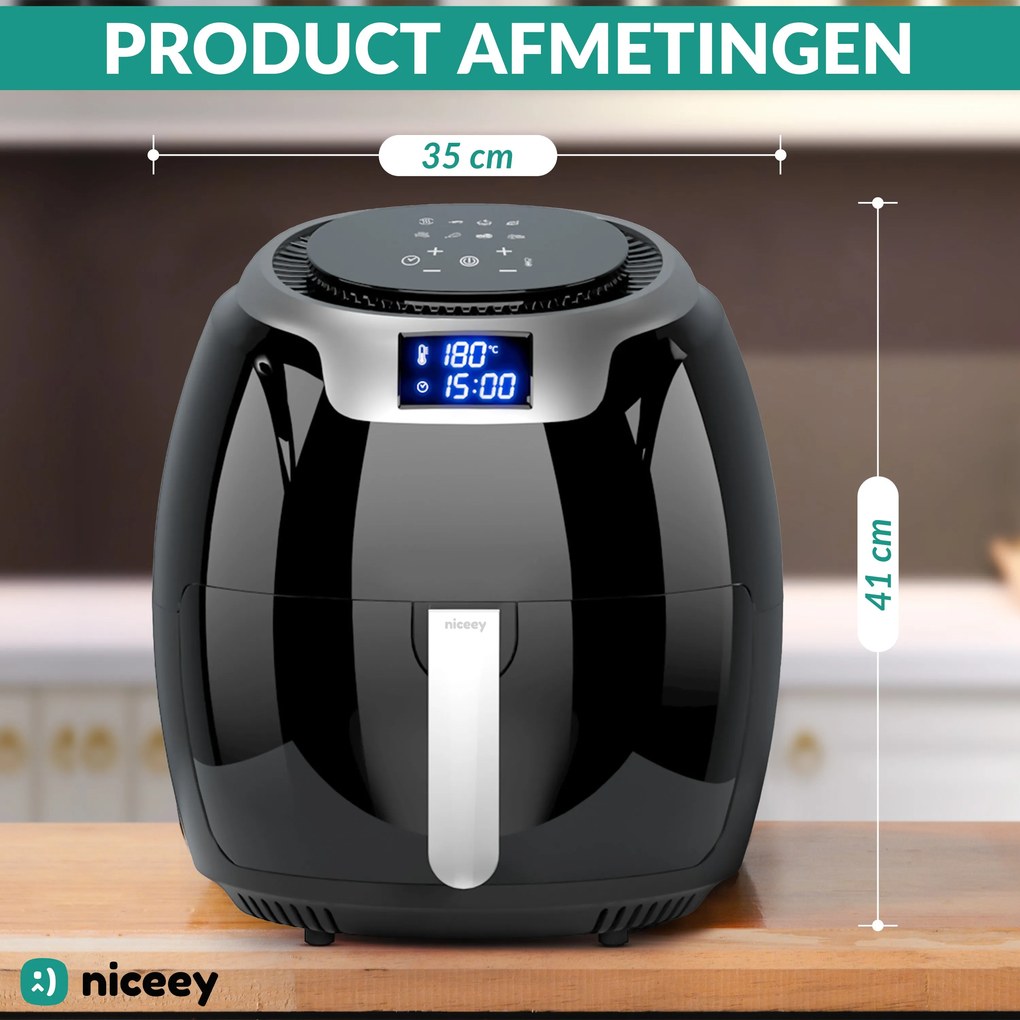 Niceey Airfryer XXL - Heteluchtfriteuse - 8L - 1800W - Zwart