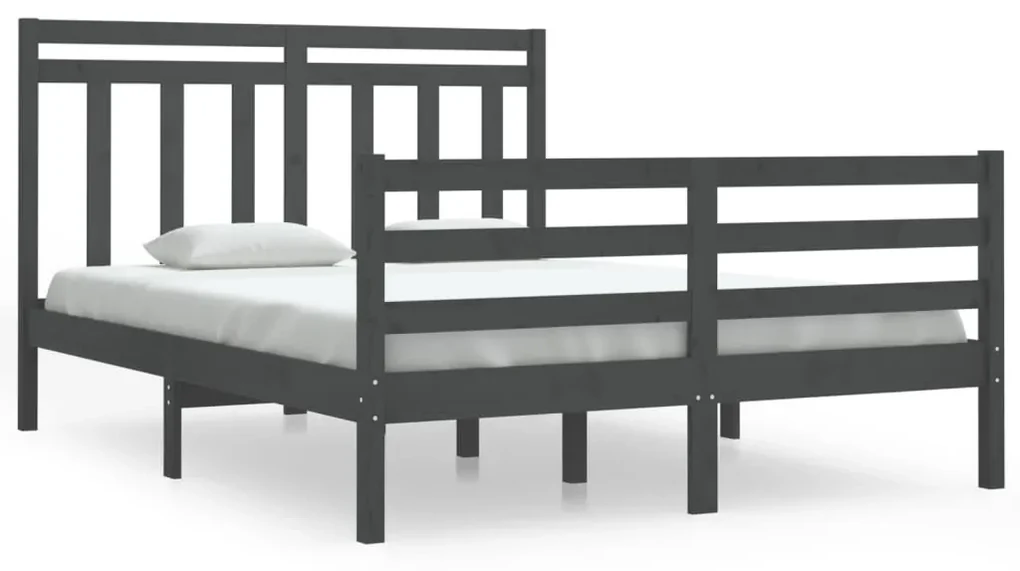 vidaXL Bedframe massief hout grijs 140x190 cm