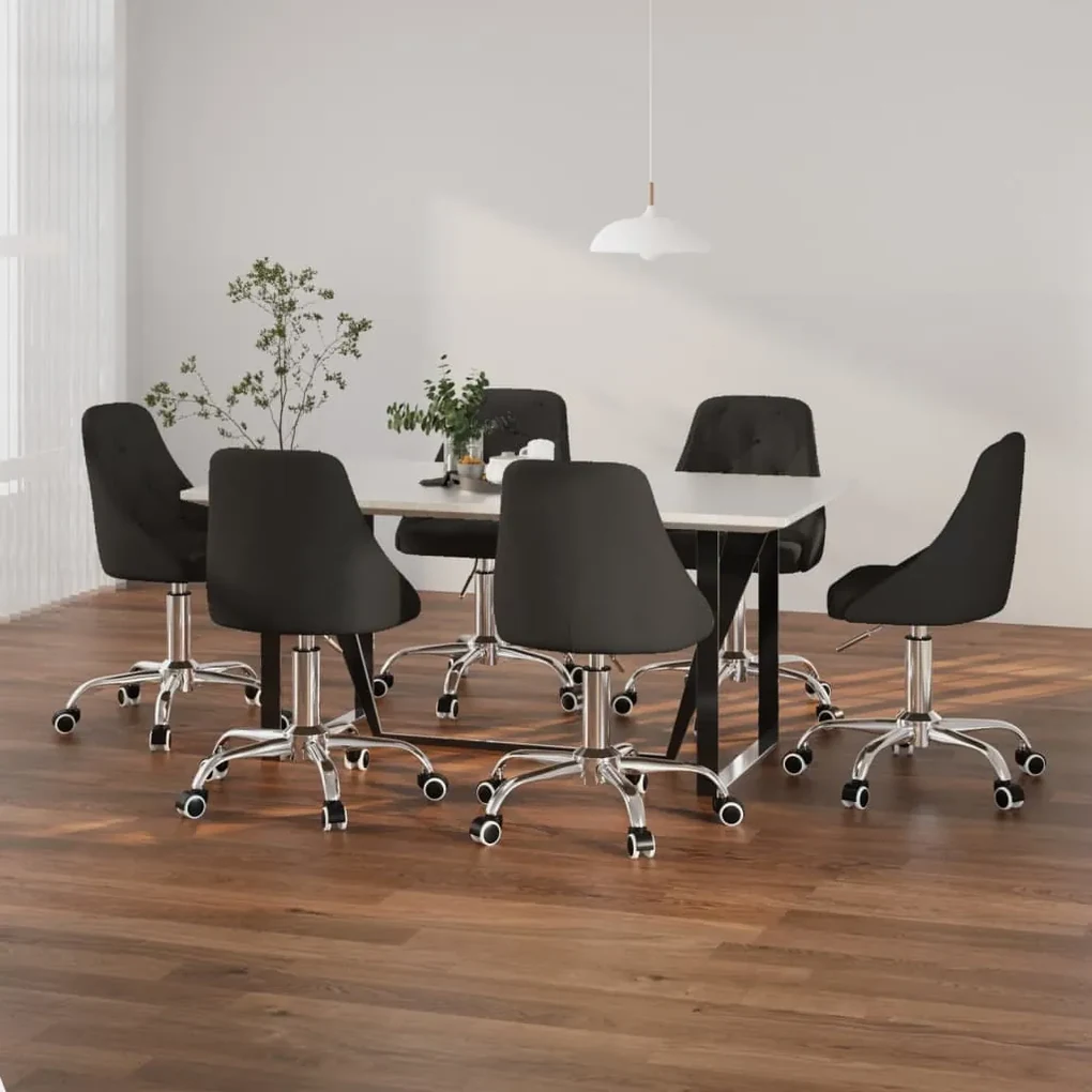 vidaXL Eetkamerstoelen draaibaar 6 st stof zwart