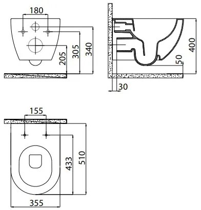 Creavit randloos hangend toilet met bidet sproeier en softclose zitting