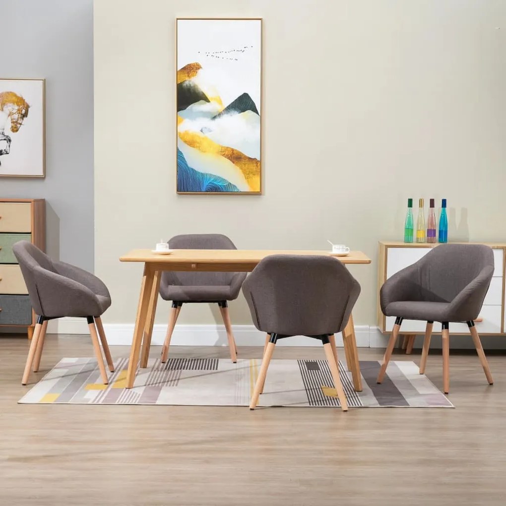 vidaXL Eetkamerstoelen 4 st stof taupe