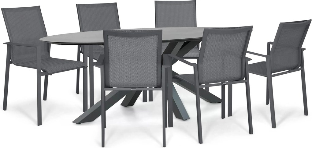 Tuinset 6 personen 240 cm Aluminium Grijs Lifestyle Garden Furniture Timo/Ellisse
