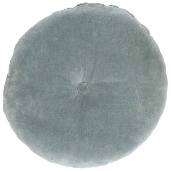 Velours kussen, bio-katoen, blauw, rond,Ø 40 cm