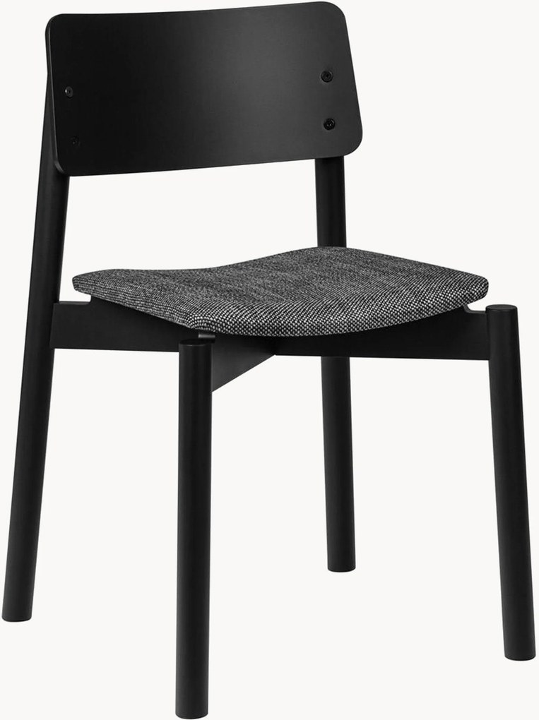 Houten eetstoel Wem met gestoffeerde zitvlak, stapelbaar