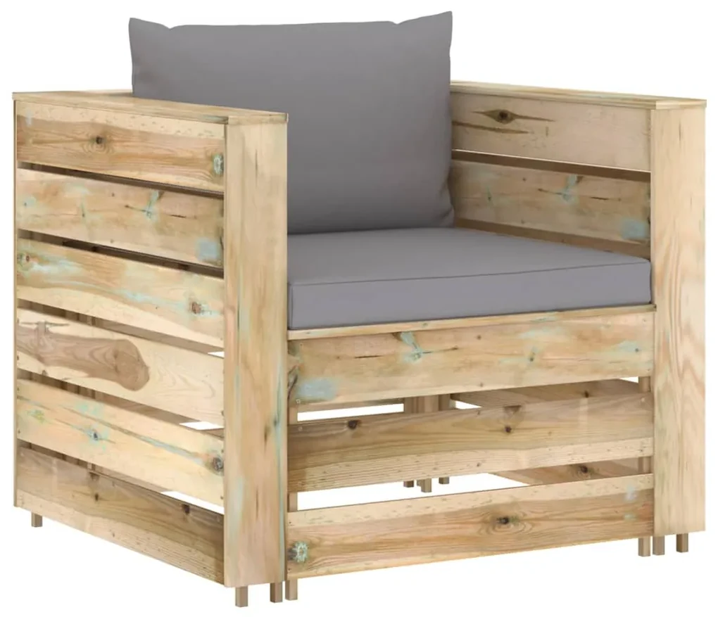 vidaXL 2-delige Loungeset met kussens groen geïmpregneerd hout