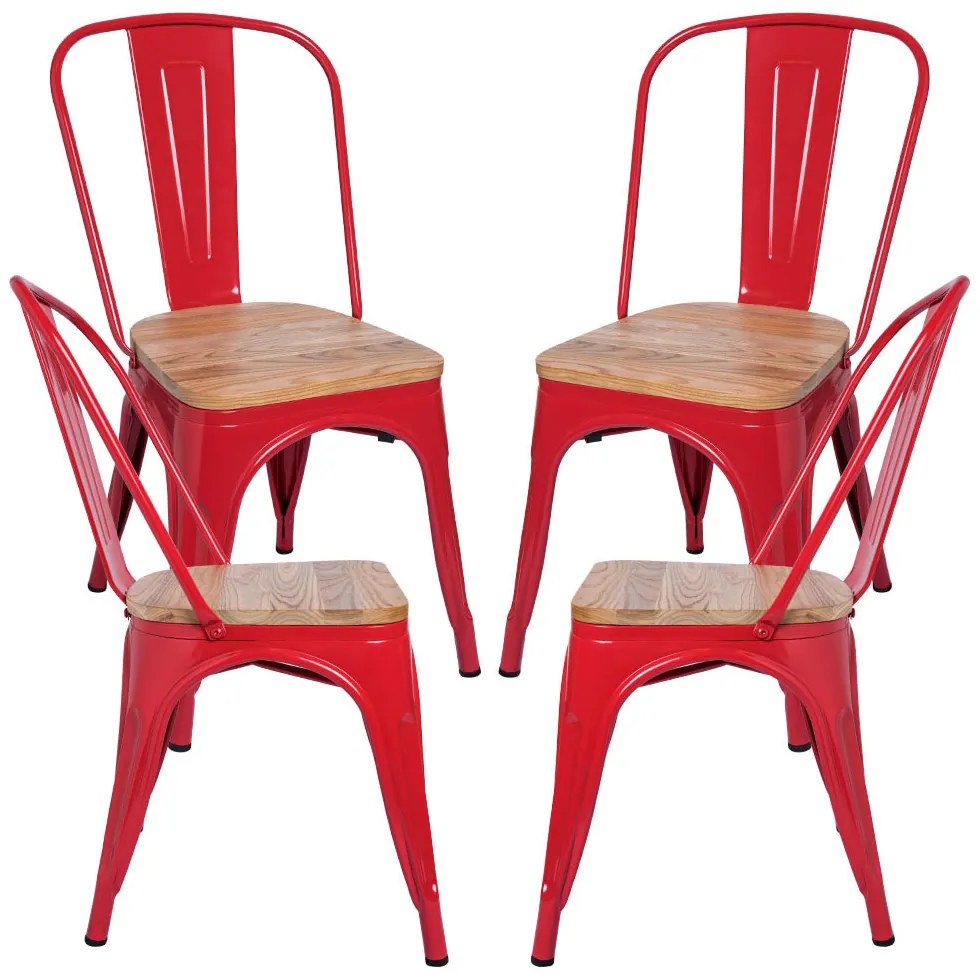 Pakket 4 Stoelen Torix Natuurlijk Hout
