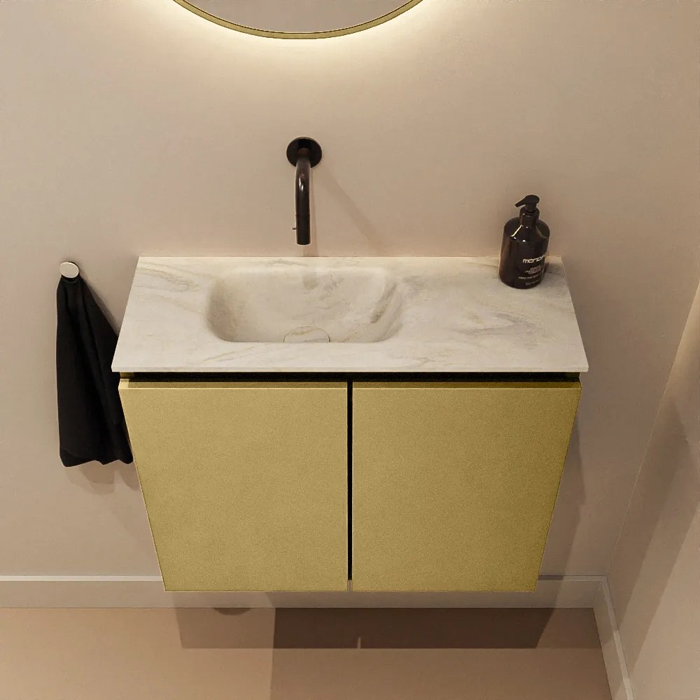 Mondiaz Ture DLux toiletmeubel 60cm oro met wastafel ostra links zonder kraangat